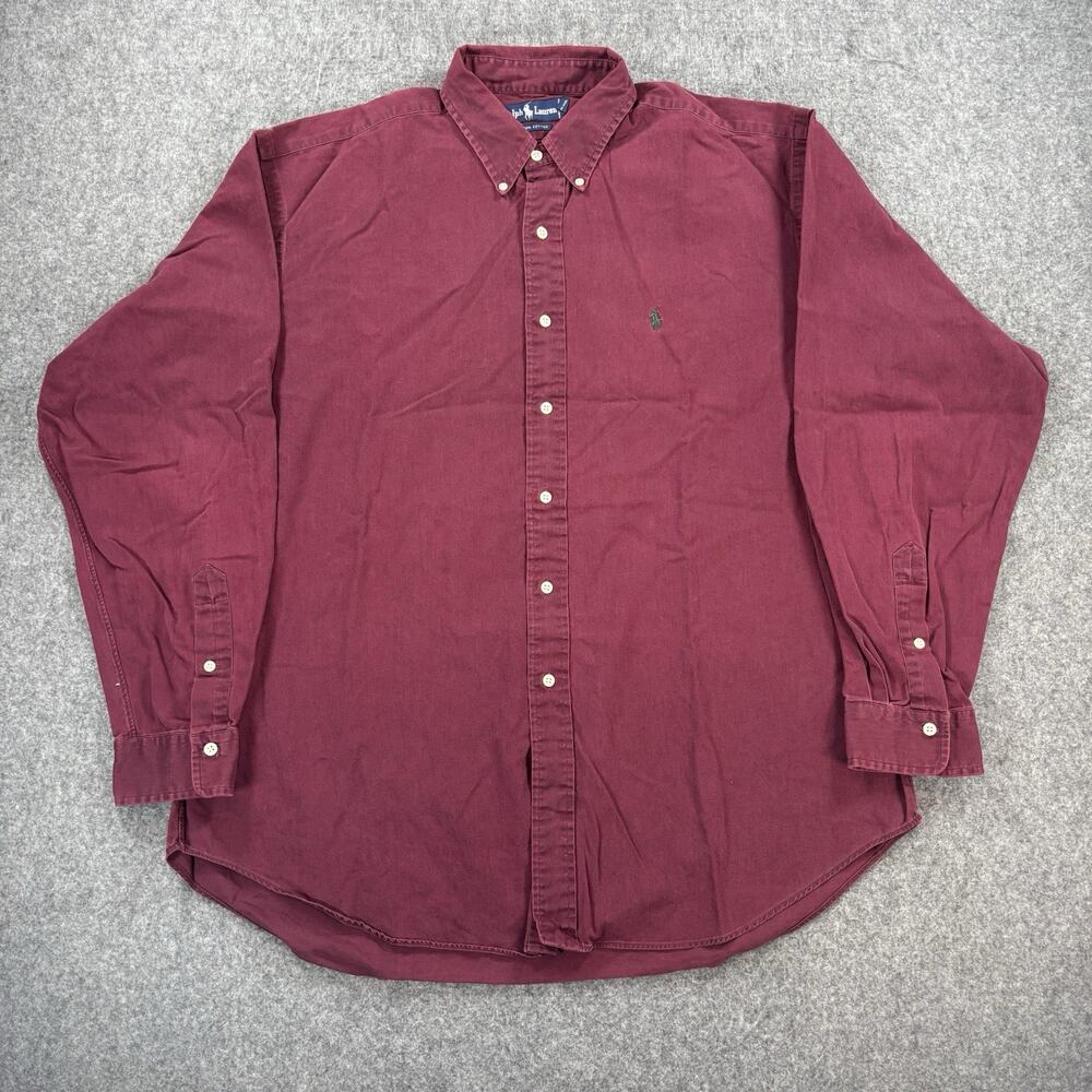 Vtg. Ralph Lauren Shirt Mens XL Burgundy Red Long Sleeve Button Down Classic Fit